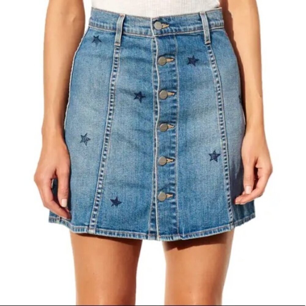 NEW Sundry Star High Waist Button Front Denim Jean Skirt Size 26